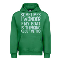 Emerald boating funny if my boat is thinking about me too funny pontoon boat l Urban Hoodie - linhVisuals