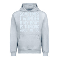 Heather Grey boating funny if my boat is thinking about me too funny pontoon boat l Urban Hoodie - linhVisuals