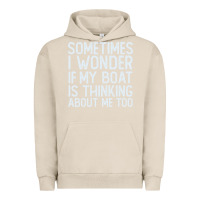 Pigment French Oak boating funny if my boat is thinking about me too funny pontoon boat l Urban Hoodie - linhVisuals