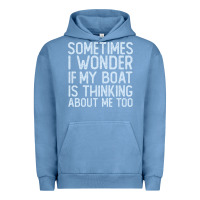 Pigment Pebble Blue boating funny if my boat is thinking about me too funny pontoon boat l Urban Hoodie - linhVisuals
