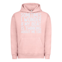 Pigment Salmon boating funny if my boat is thinking about me too funny pontoon boat l Urban Hoodie - linhVisuals