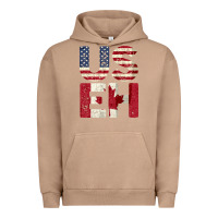 Pigment Burro canada us eh american canadian flag vintage america colors patriotic g Urban Hoodie - linhVisuals