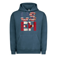 Pigment Midnight Navy canada us eh american canadian flag vintage america colors patriotic g Urban Hoodie - linhVisuals