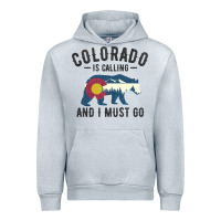 Heather Grey colorado is calling and i must go state flag with wild bear Urban Hoodie - linhVisuals