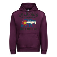 Mauve Wine colorado is calling and i must go state flag with wild bear Urban Hoodie - linhVisuals