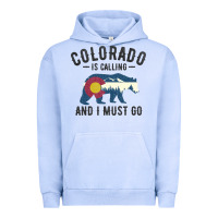 Pigment Grape Ice colorado is calling and i must go state flag with wild bear Urban Hoodie - linhVisuals