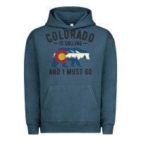 Pigment Midnight Navy colorado is calling and i must go state flag with wild bear Urban Hoodie - linhVisuals
