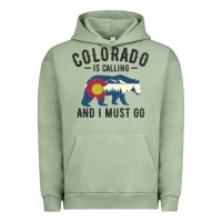 Pigment Oil Green colorado is calling and i must go state flag with wild bear Urban Hoodie - linhVisuals