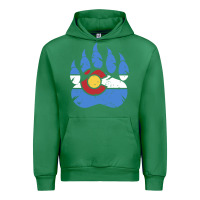 Emerald colorado state flag bear paw print pocket place Urban Hoodie - linhVisuals