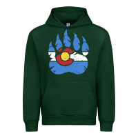 Forest Green colorado state flag bear paw print pocket place Urban Hoodie - linhVisuals