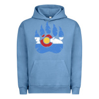 Pigment Pebble Blue colorado state flag bear paw print pocket place Urban Hoodie - linhVisuals