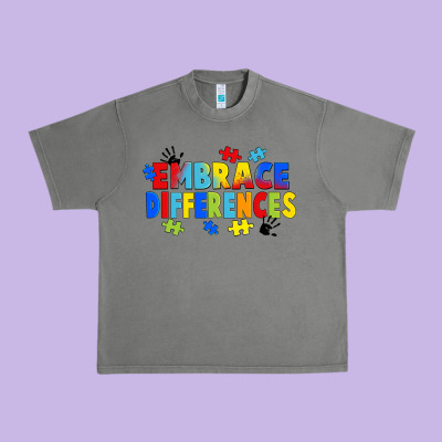 Embrace Differences Urban Heavy Tee Designed By Fadigitalartstudio