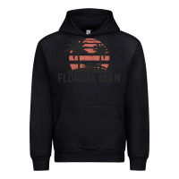 Black florida man state funny meme vintage palm trees and sunset retro sun Urban Hoodie - linhVisuals