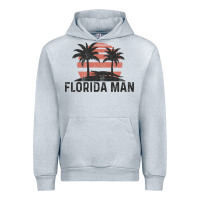 Heather Grey florida man state funny meme vintage palm trees and sunset retro sun Urban Hoodie - linhVisuals