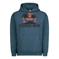 Pigment Midnight Navy florida man state funny meme vintage palm trees and sunset retro sun Urban Hoodie - linhVisuals
