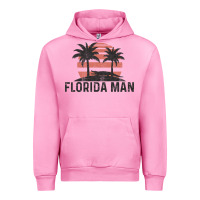 Fuchsia Pink florida man state funny meme vintage palm trees and sunset retro sun Urban Hoodie - linhVisuals