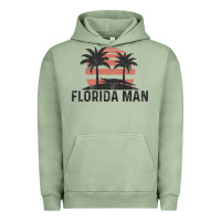 Pigment Oil Green florida man state funny meme vintage palm trees and sunset retro sun Urban Hoodie - linhVisuals