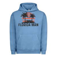 Pigment Pebble Blue florida man state funny meme vintage palm trees and sunset retro sun Urban Hoodie - linhVisuals