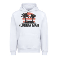 White florida man state funny meme vintage palm trees and sunset retro sun Urban Hoodie - linhVisuals