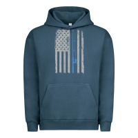 Pigment Midnight Navy fishing american flag vintage fishing rod patriotic 4ht of july gift f Urban Hoodie - linhVisuals