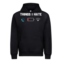 Black funny things i hate low battery and wifi connection Urban Hoodie - linhVisuals