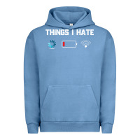 Pigment Pebble Blue funny things i hate low battery and wifi connection Urban Hoodie - linhVisuals