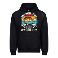 Black she swallows every time i bring my rod t  shirt she swallows every tim Urban Hoodie - linhVisuals