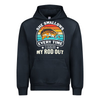 Navy she swallows every time i bring my rod t  shirt she swallows every tim Urban Hoodie - linhVisuals