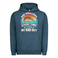 Pigment Midnight Navy she swallows every time i bring my rod t  shirt she swallows every tim Urban Hoodie - linhVisuals