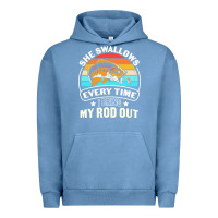 Pigment Pebble Blue she swallows every time i bring my rod t  shirt she swallows every tim Urban Hoodie - linhVisuals
