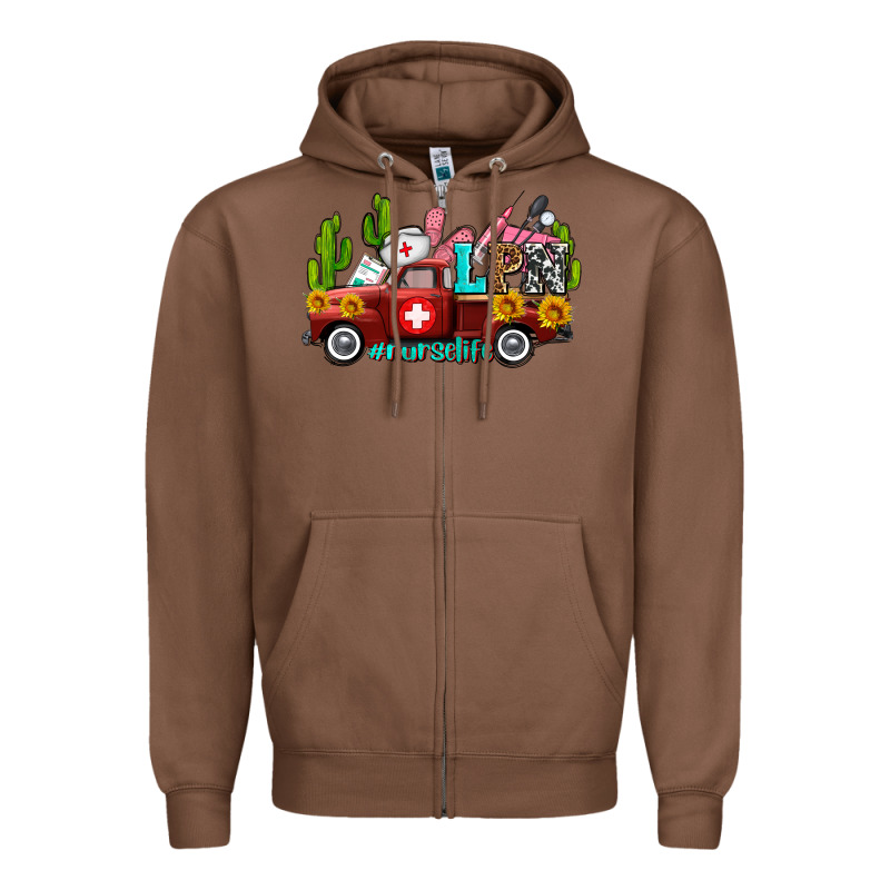 Lpn Nurse Truck With Cactus And Sunflowers Zipper Hoodie by AdoDesignShop | Teevron