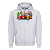Heather Grey lpn nurse truck with cactus and sunflowers Zipper Hoodie - AdoDesignShop