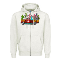 Oatmeal Heather lpn nurse truck with cactus and sunflowers Zipper Hoodie - AdoDesignShop