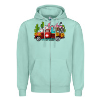 Seafoam lpn nurse truck with cactus and sunflowers Zipper Hoodie - AdoDesignShop