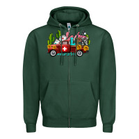 Sports Green lpn nurse truck with cactus and sunflowers Zipper Hoodie - AdoDesignShop