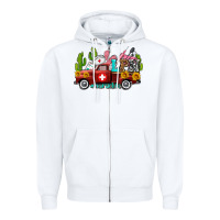 White lpn nurse truck with cactus and sunflowers Zipper Hoodie - AdoDesignShop