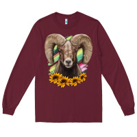 Burgundy Bighorn Sheep Long Sleeve Tee - RanaPortraitStore