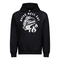 Black Raise Hell Eat white Urban Hoodie - linhVisuals