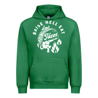 Emerald Raise Hell Eat white Urban Hoodie - linhVisuals