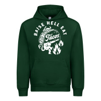 Forest Green Raise Hell Eat white Urban Hoodie - linhVisuals