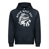 Navy Raise Hell Eat white Urban Hoodie - linhVisuals