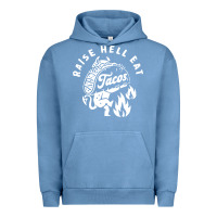 Pigment Pebble Blue Raise Hell Eat white Urban Hoodie - linhVisuals