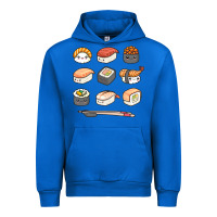 Cobalt happy sushi kawaii anime japanese food lover funny illustration gift Urban Hoodie - linhVisuals