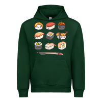 Forest Green happy sushi kawaii anime japanese food lover funny illustration gift Urban Hoodie - linhVisuals