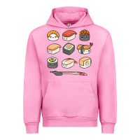 Fuchsia Pink happy sushi kawaii anime japanese food lover funny illustration gift Urban Hoodie - linhVisuals