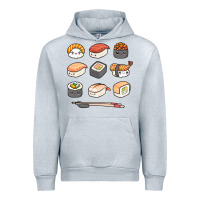 Heather Grey happy sushi kawaii anime japanese food lover funny illustration gift Urban Hoodie - linhVisuals