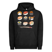 Pigment Black happy sushi kawaii anime japanese food lover funny illustration gift Urban Hoodie - linhVisuals