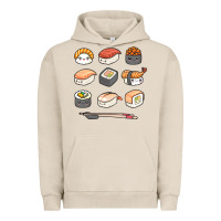 Pigment French Oak happy sushi kawaii anime japanese food lover funny illustration gift Urban Hoodie - linhVisuals