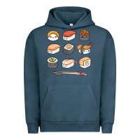 Pigment Midnight Navy happy sushi kawaii anime japanese food lover funny illustration gift Urban Hoodie - linhVisuals