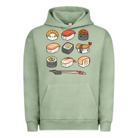 Pigment Oil Green happy sushi kawaii anime japanese food lover funny illustration gift Urban Hoodie - linhVisuals